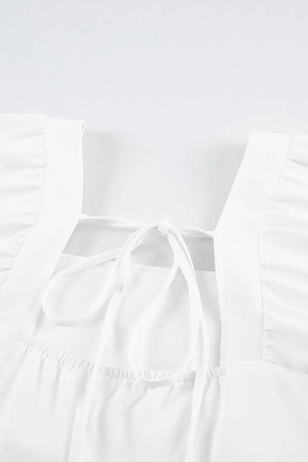 Square Neck Tie Back Tiered Dress