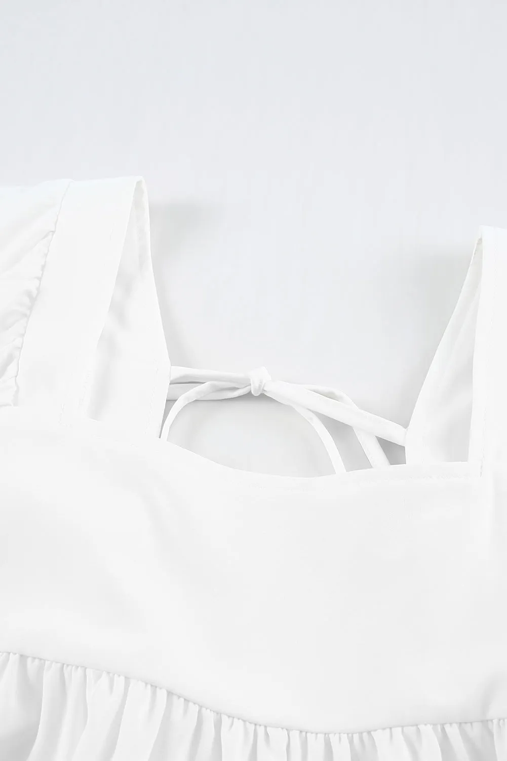 Square Neck Tie Back Tiered Dress