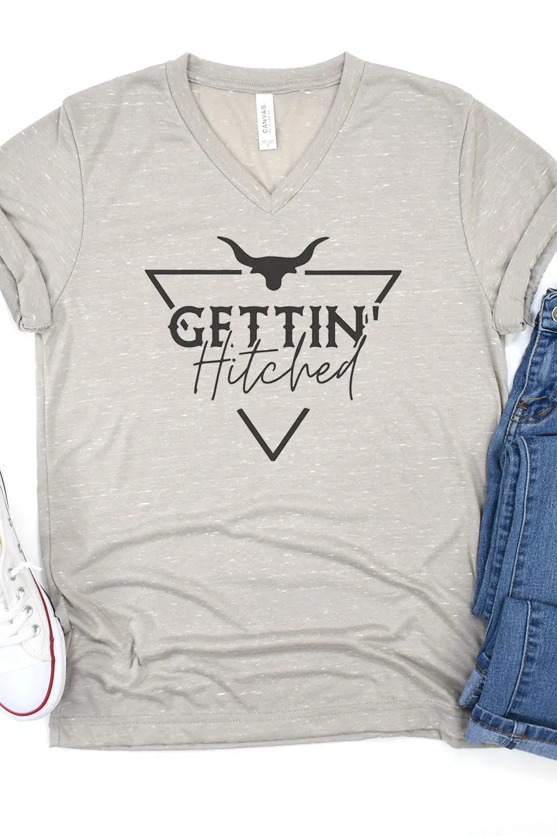 Steer Getting Hitched Unisex V-Neck Tee