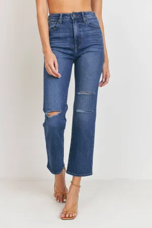 Straight Leg Knee Slit Jeans