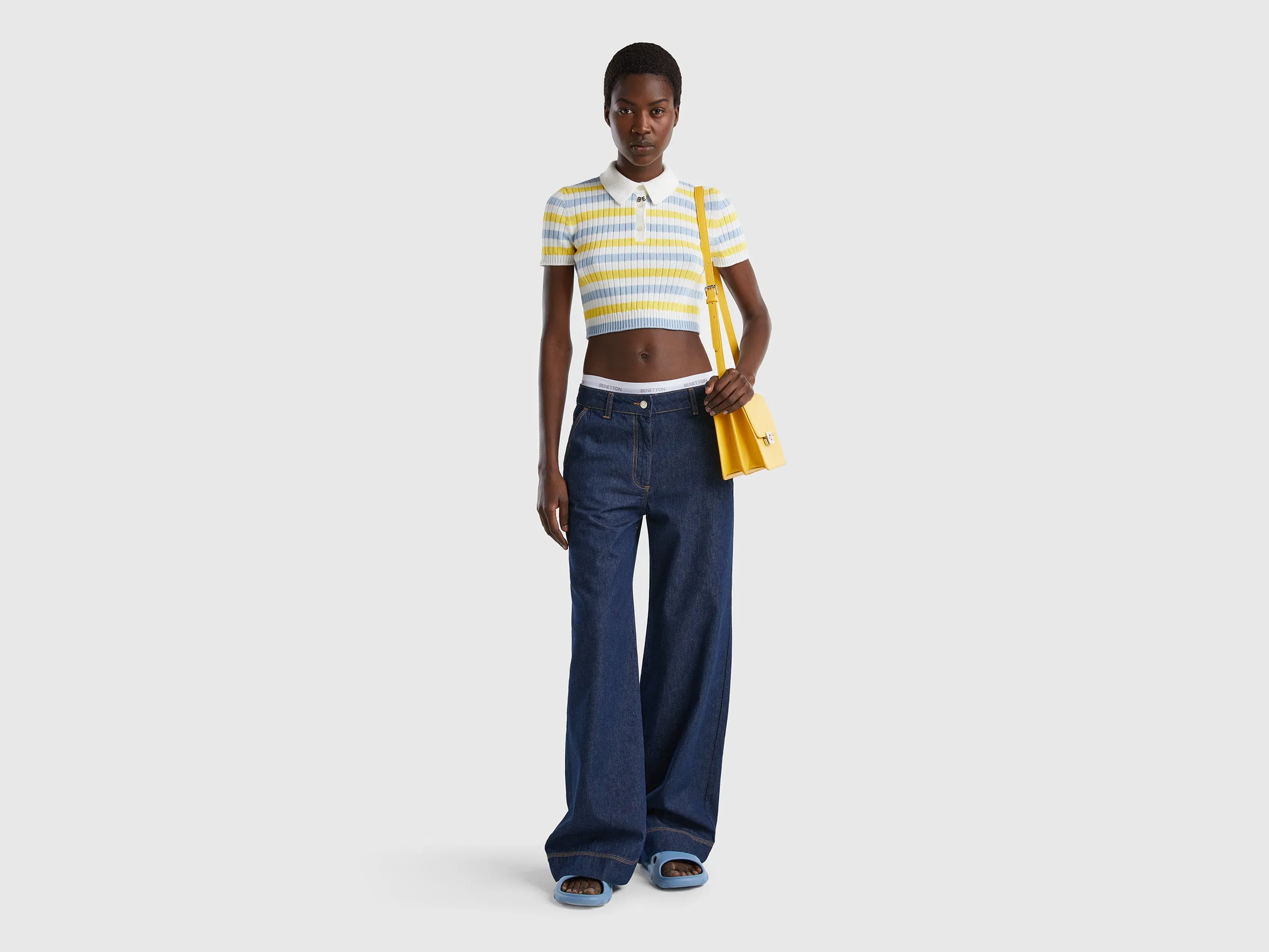 STRIPED CROPPED POLO