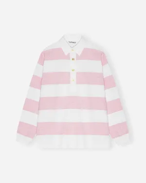 Striped Heavy Cotton Polo - Mauve Chalk
