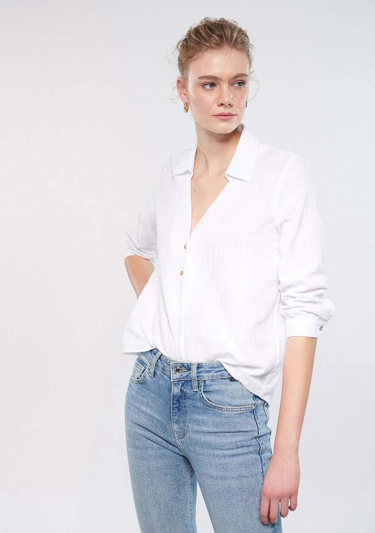Striped White Blouse
