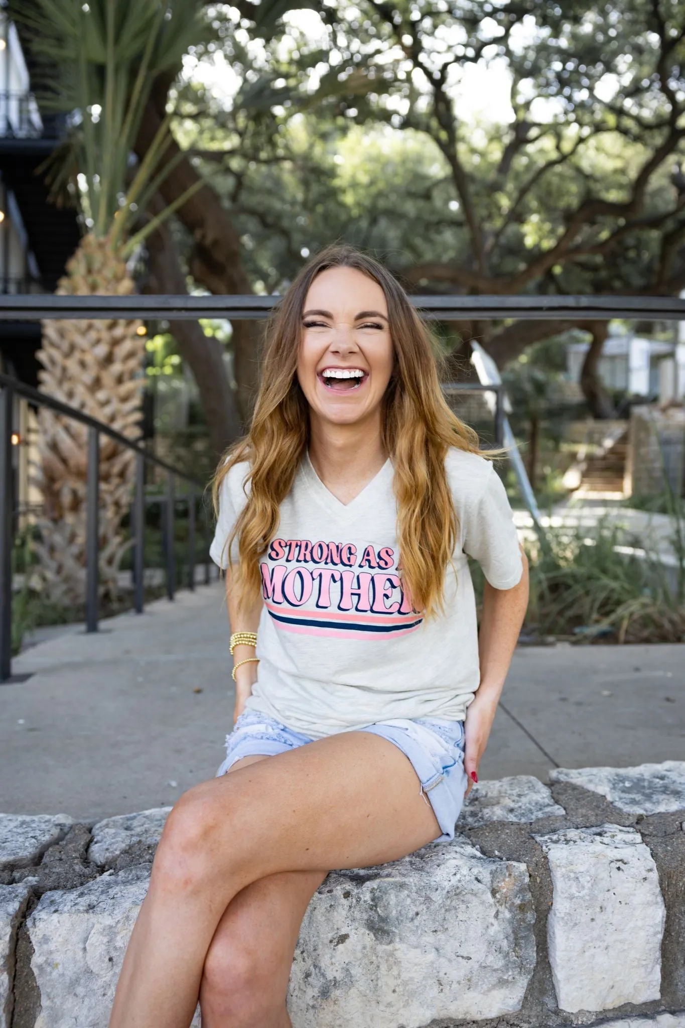 Strong As A Mother (Oatmeal) - Short Sleeve / V-Neck