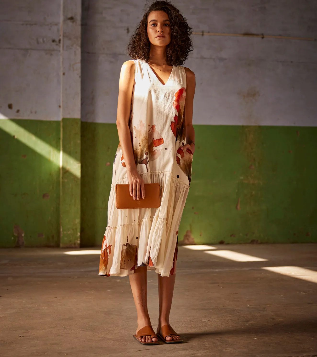Summer Dress Cotton Off White-Fashion Edit Indian Summer-KW822-Khara Kapas