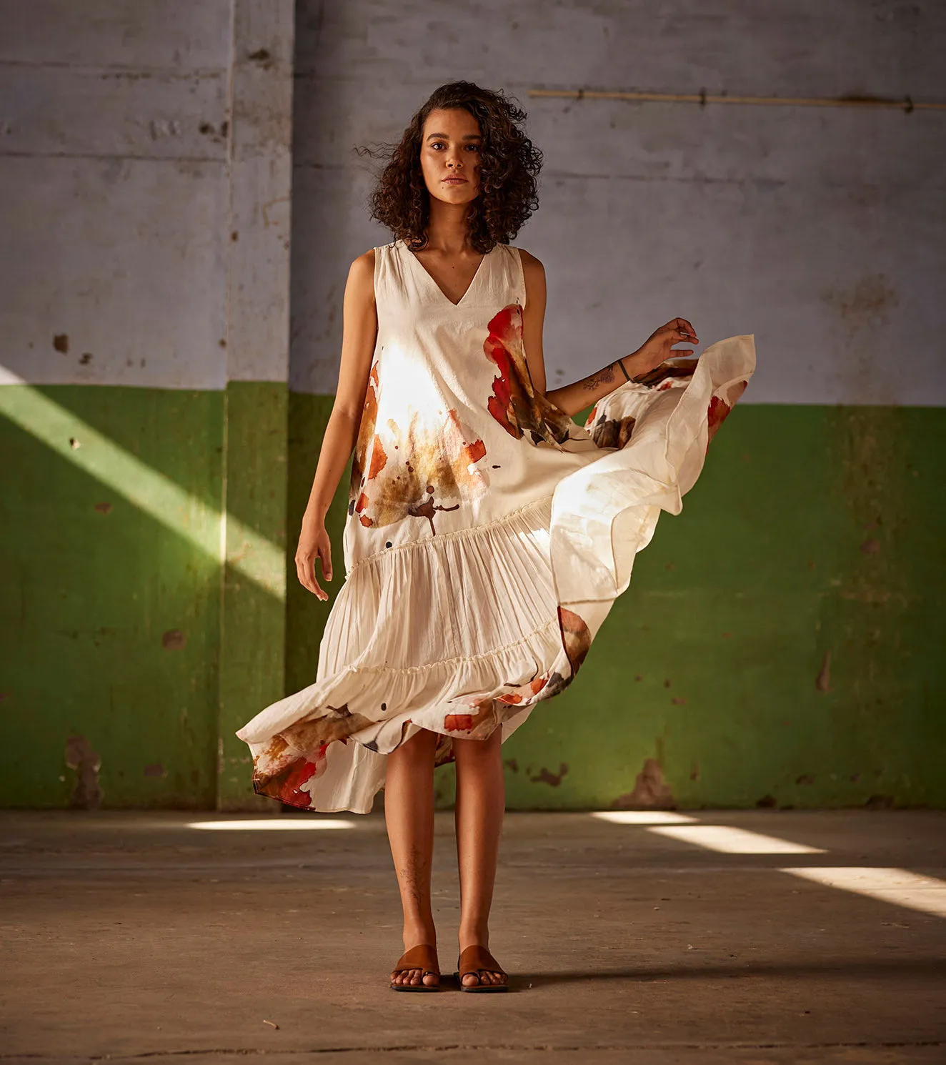 Summer Dress Cotton Off White-Fashion Edit Indian Summer-KW822-Khara Kapas