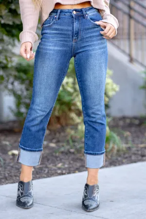 Sun Is Out High Rise Cuffed Straight Leg Regular & Plus Sizes