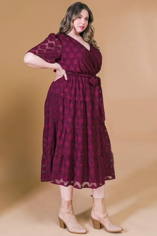 Surplice Textured Midi Dress