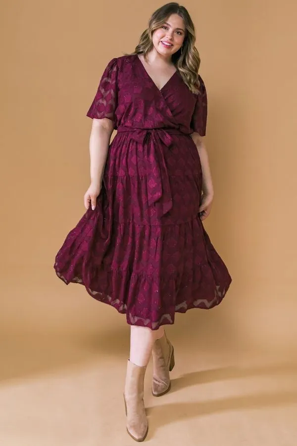 Surplice Textured Midi Dress