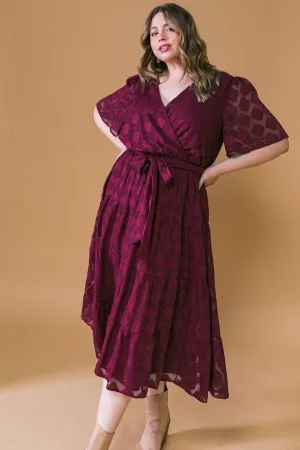 Surplice Textured Midi Dress