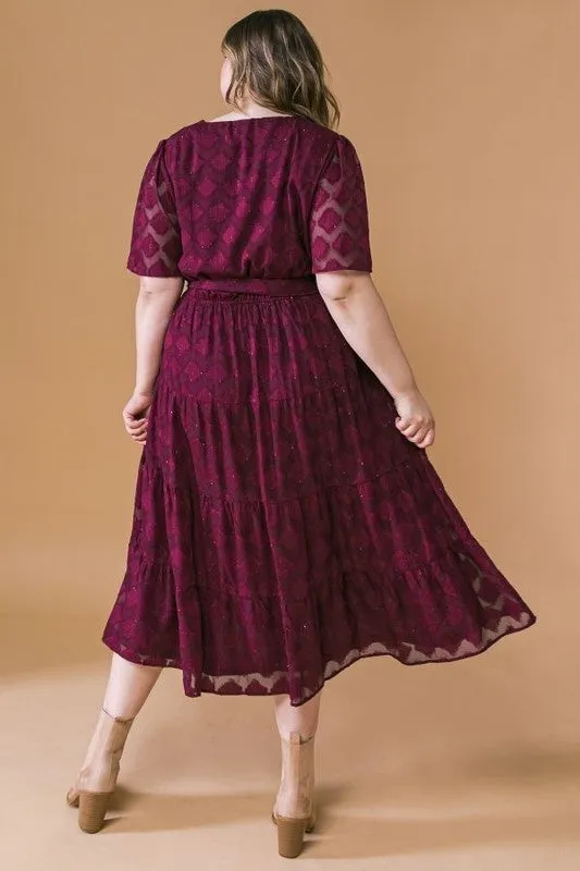 Surplice Textured Midi Dress