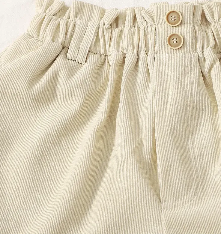 SwayCharm High Waist Paperbag Corduroy Shorts