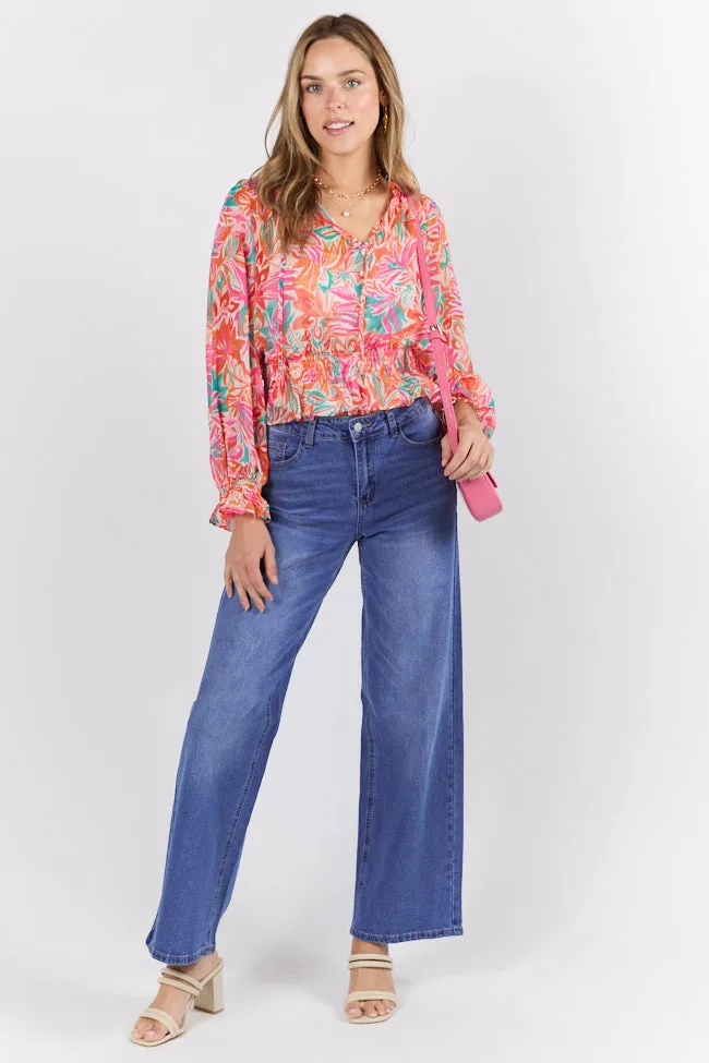 Take Me To The Tropics Multi Print Blouse With Cami Lining SALE