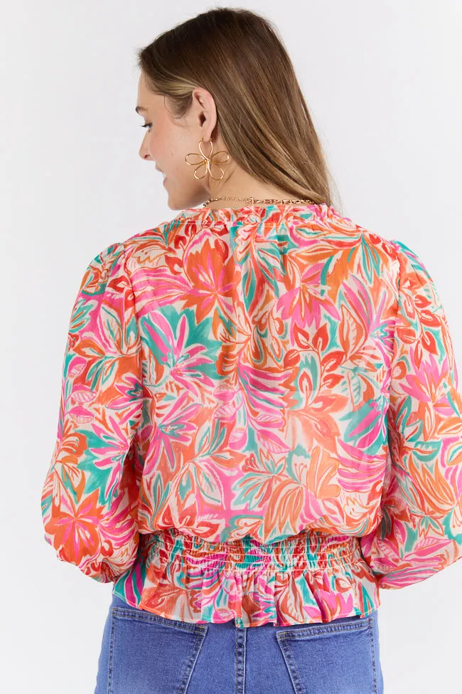 Take Me To The Tropics Multi Print Blouse With Cami Lining SALE