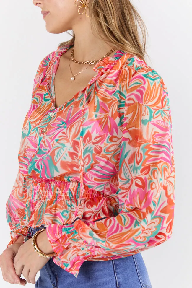 Take Me To The Tropics Multi Print Blouse With Cami Lining SALE