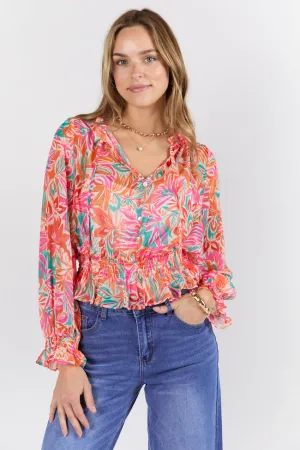Take Me To The Tropics Multi Print Blouse With Cami Lining SALE