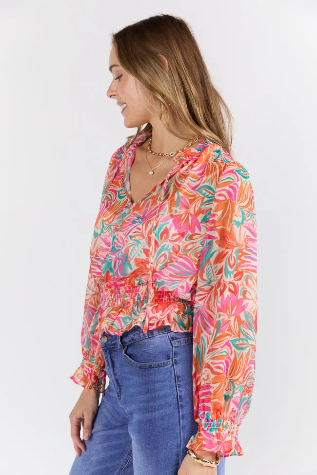 Take Me To The Tropics Multi Print Blouse With Cami Lining SALE