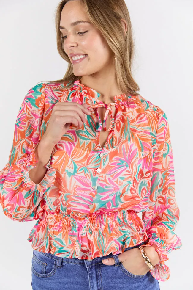Take Me To The Tropics Multi Print Blouse With Cami Lining SALE