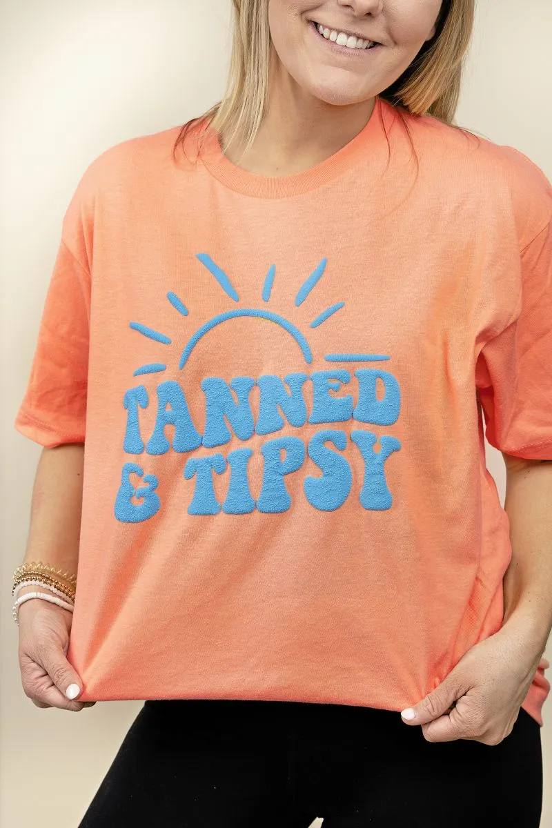Tanned & Tipsy Puff Vinyl Unisex Blend Tee