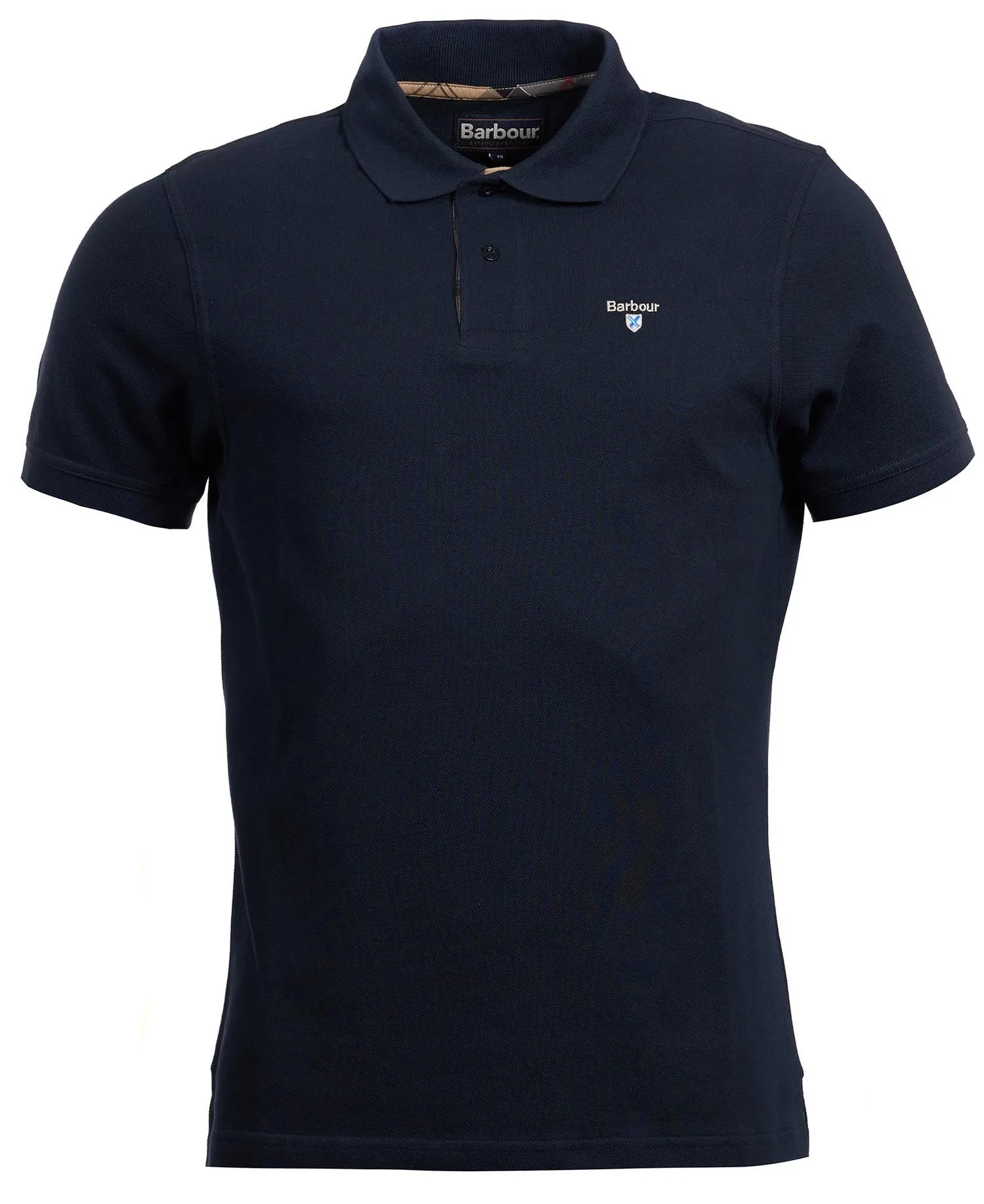 Tartan Pique Polo in Navy