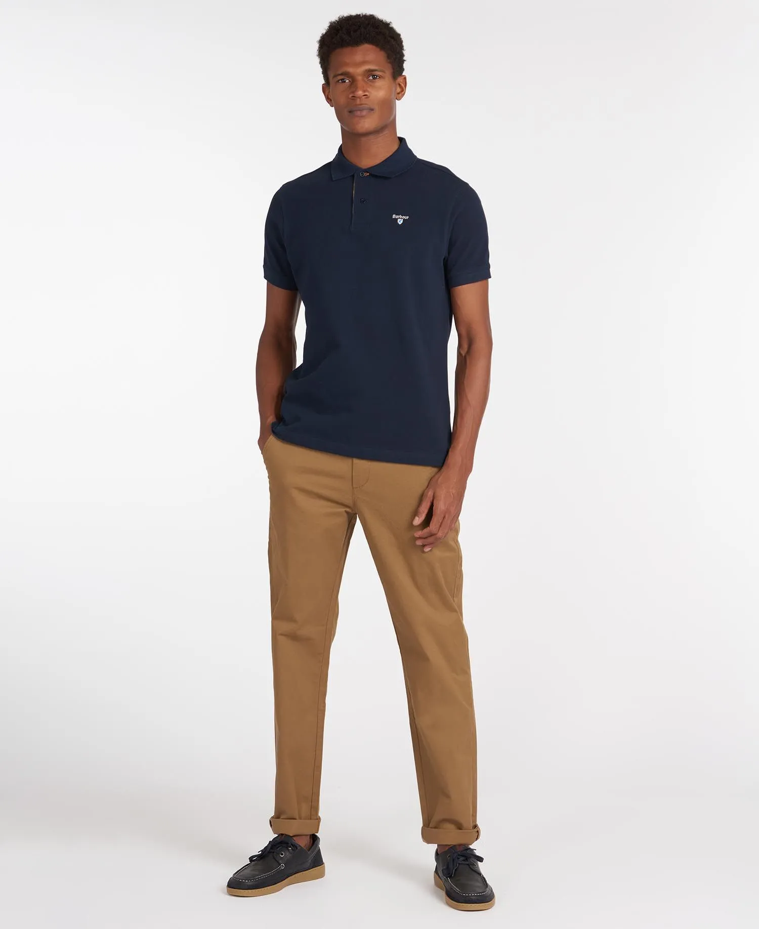 Tartan Pique Polo in Navy