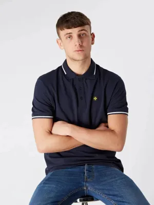 Terrace Cult Premium Pique Polo In Navy/White