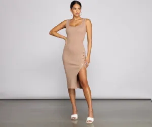 The One Ribbed Charming Knit Midi Dress