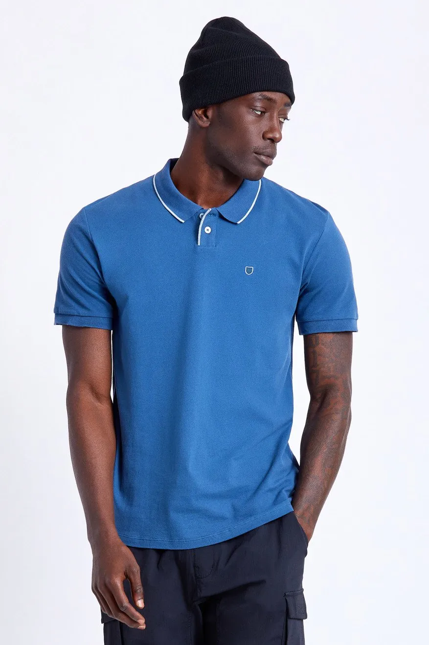 The Proper S/S Polo Knit Blue
