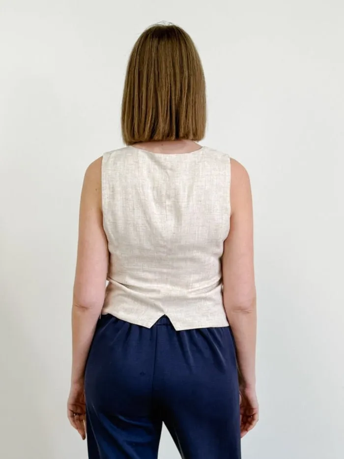 The Summer Single Breasted Linen Vest