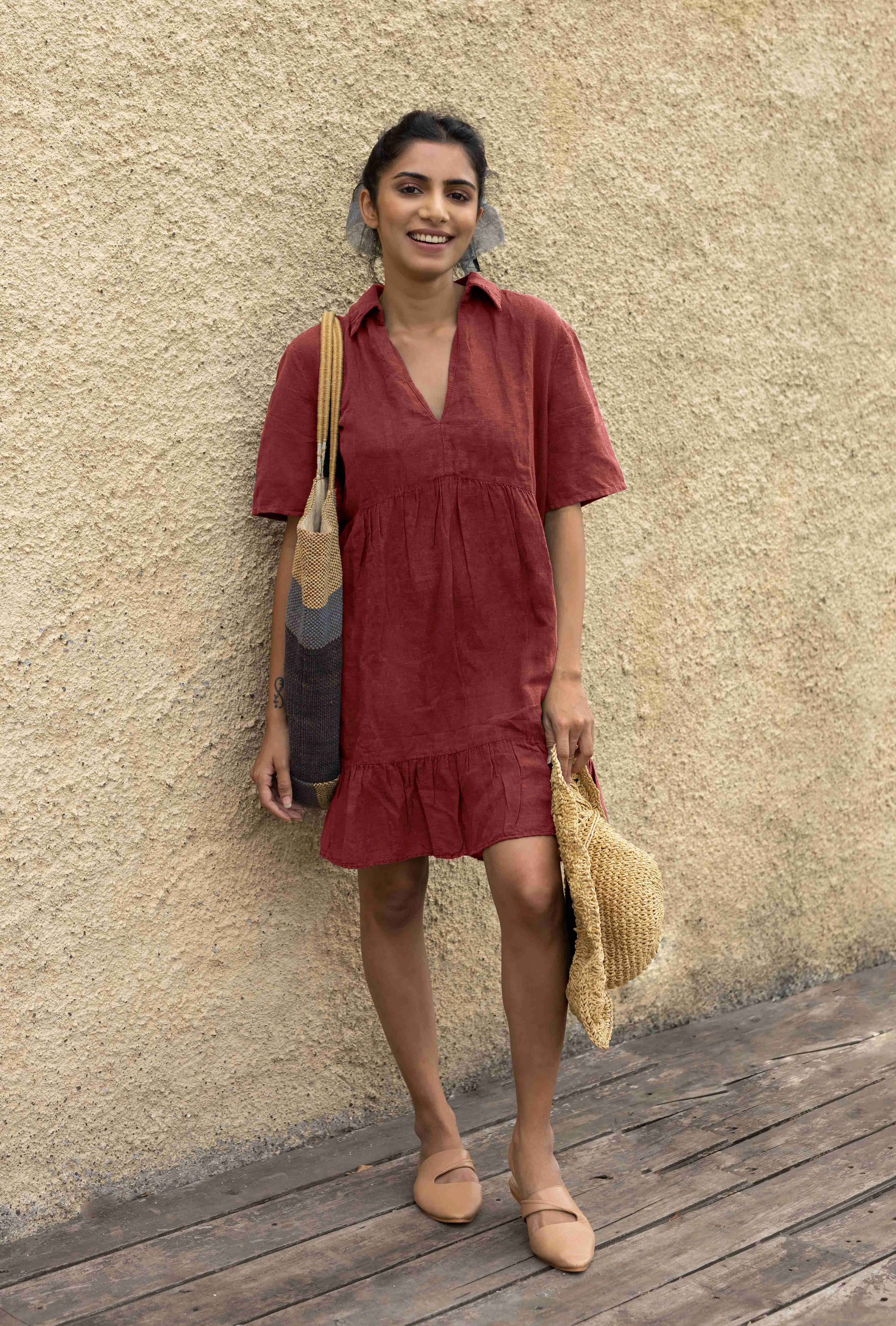 TIERED COLLAR DRESS