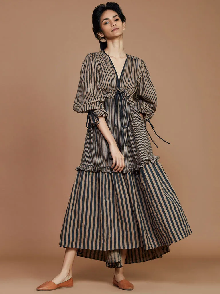 Tiered Frill Striped Dress