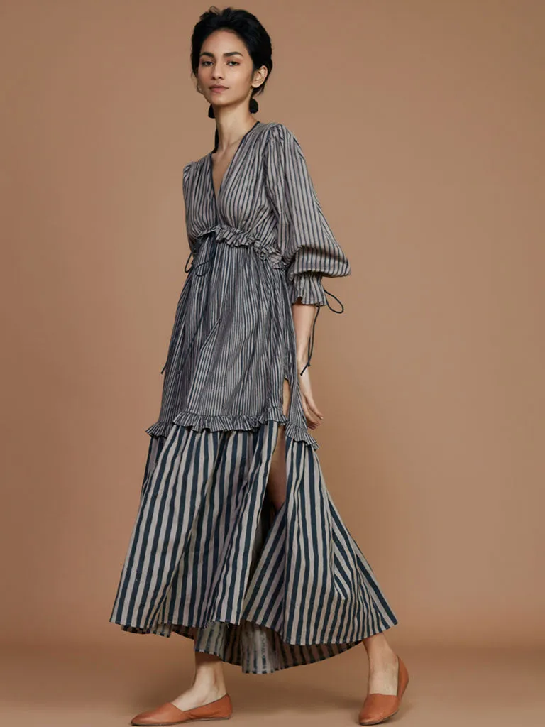 Tiered Frill Striped Dress