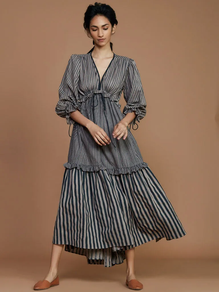 Tiered Frill Striped Dress