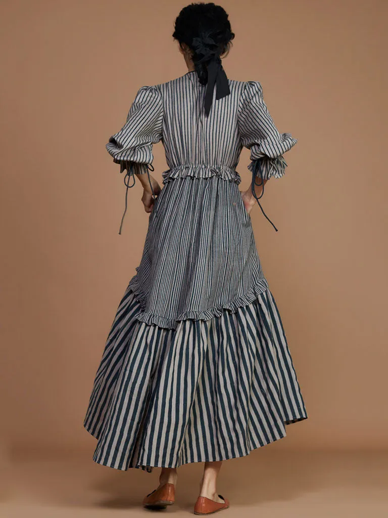 Tiered Frill Striped Dress