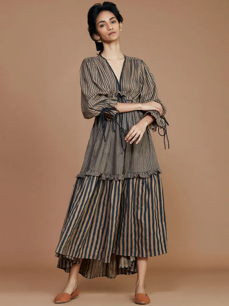 Tiered Frill Striped Dress
