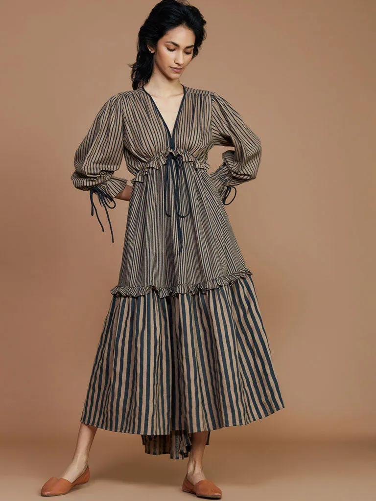 Tiered Frill Striped Dress