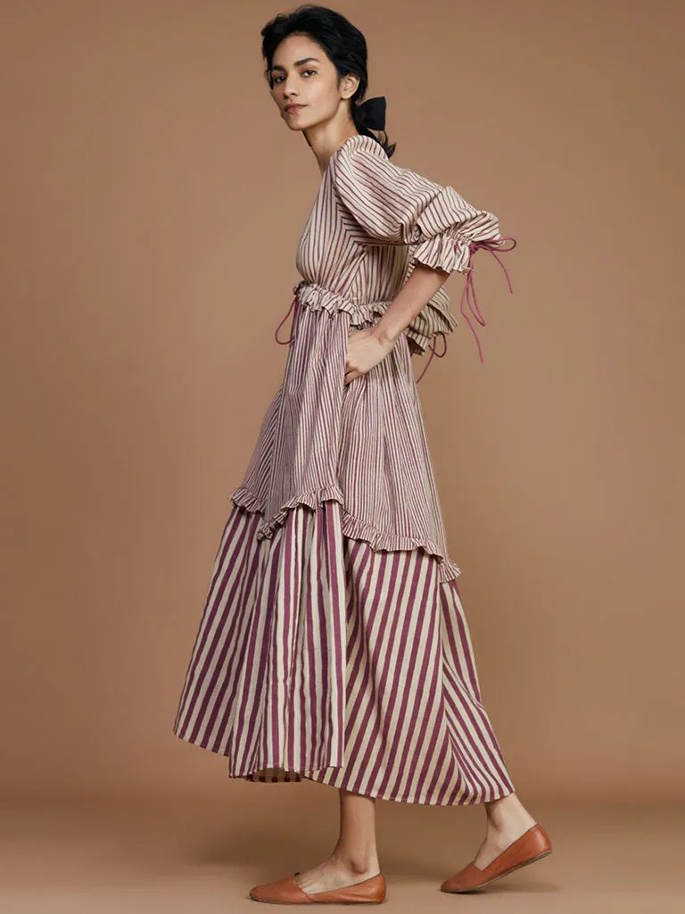 Tiered Frill Striped Dress
