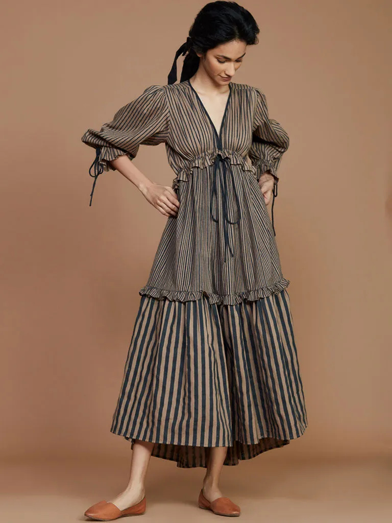 Tiered Frill Striped Dress