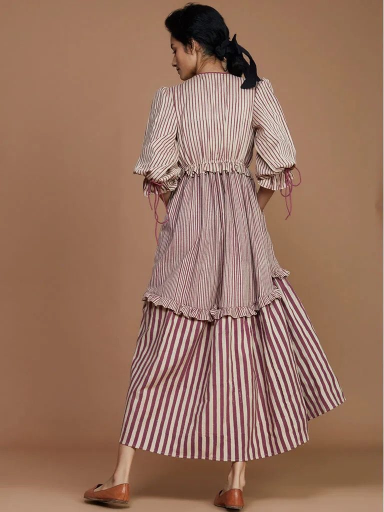 Tiered Frill Striped Dress