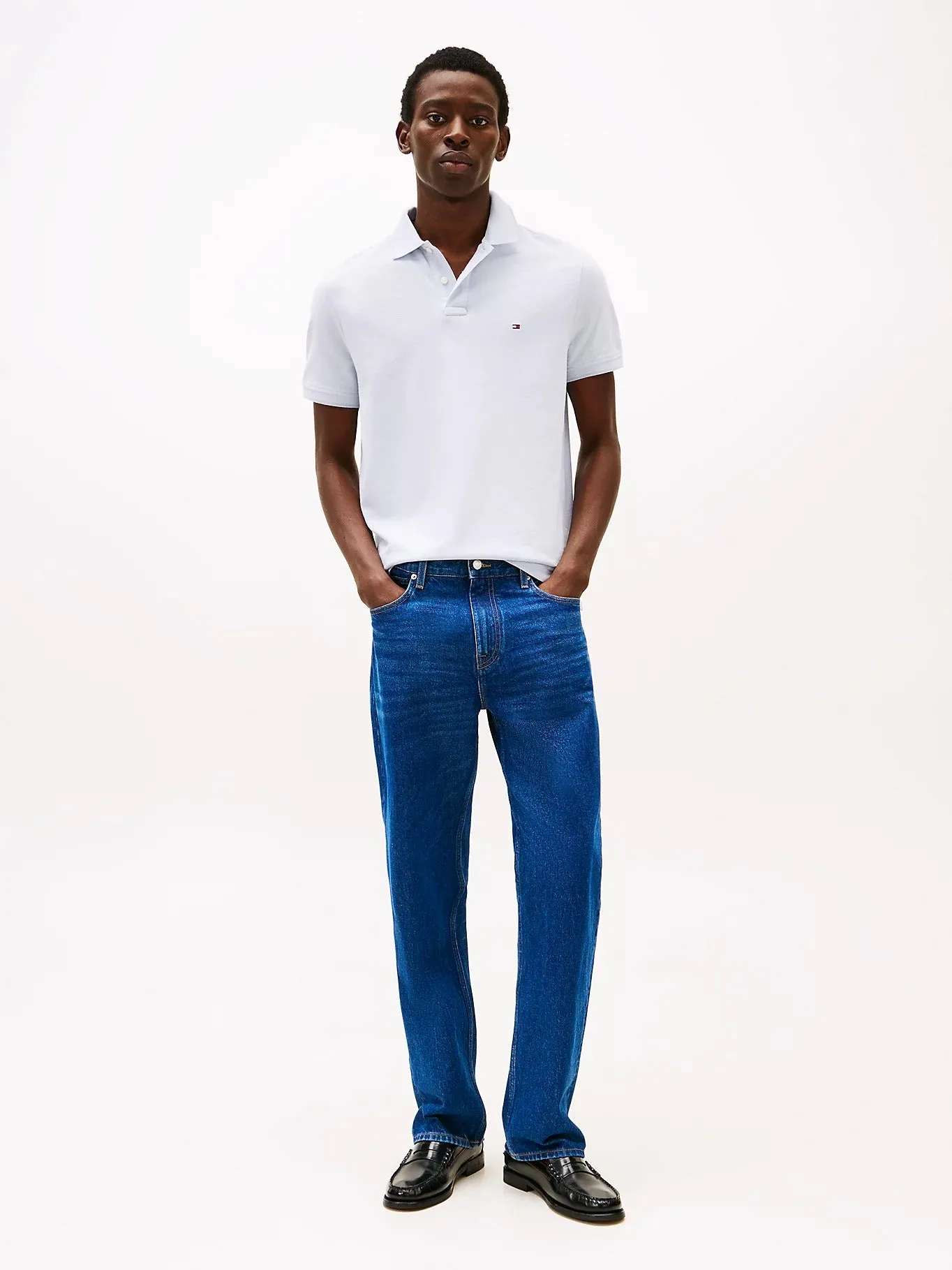 Tipped Oxford Polo in Breezy Blue