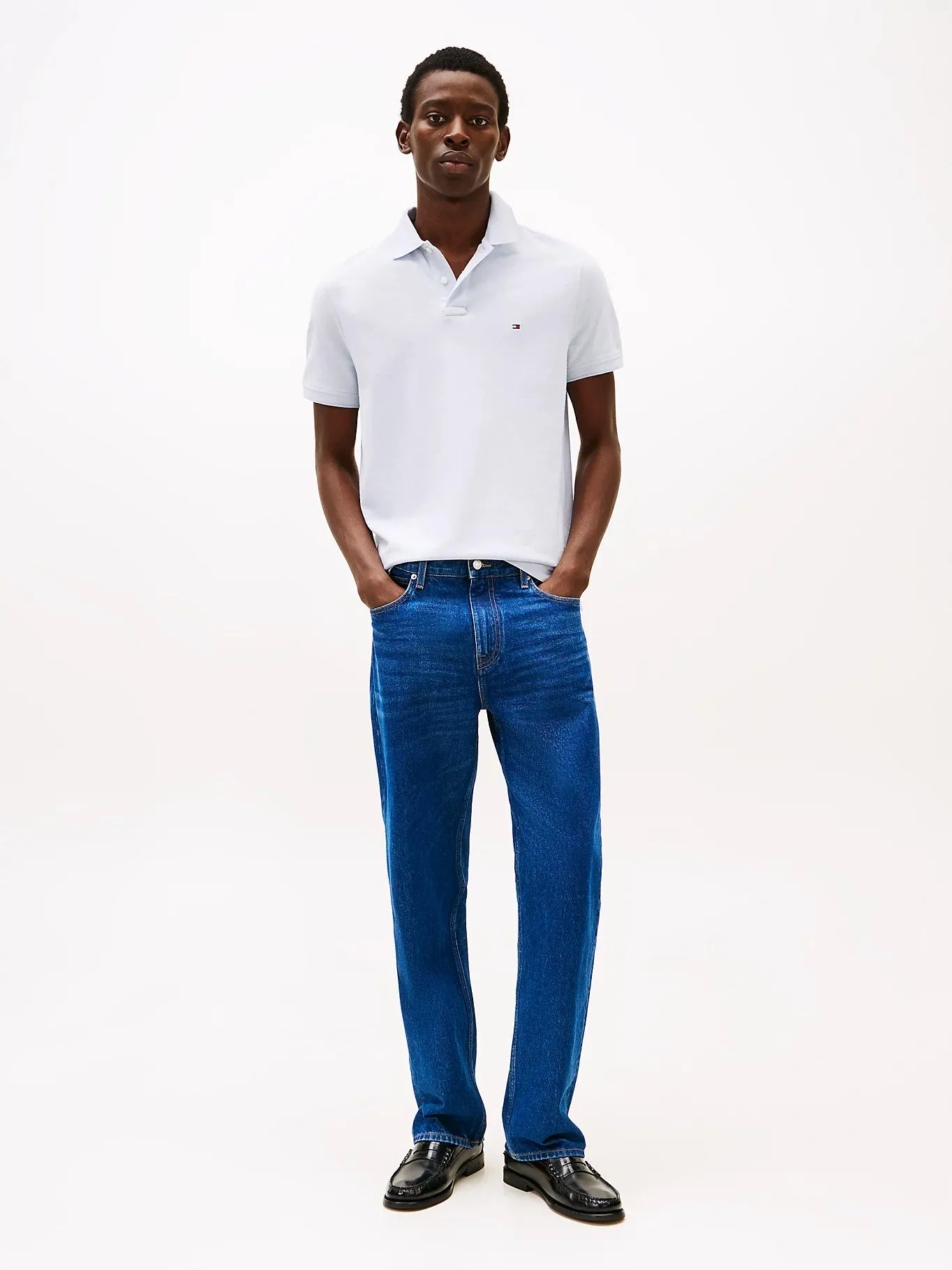 Tipped Oxford Polo in Breezy Blue