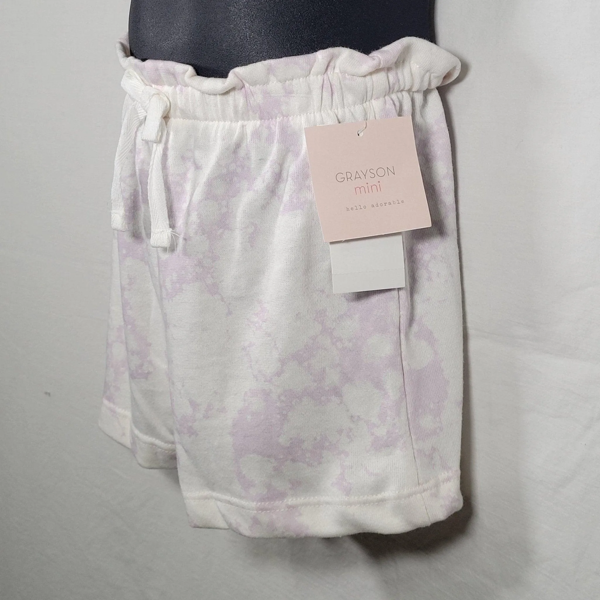 Toddler Girls' Paperbag Shorts, Ribbed, White/Purple - Grayson mini