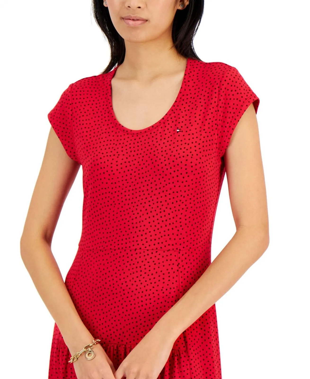 Tommy Hilfiger Women's Tiered Polka Dot Midi Dress J2DDR611