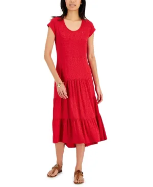 Tommy Hilfiger Women's Tiered Polka Dot Midi Dress J2DDR611