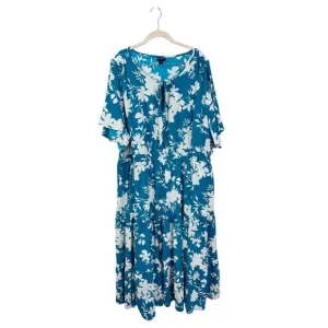 Torrid‎ tea length studio crepe de chine tie neck tiered dress size 4x floral