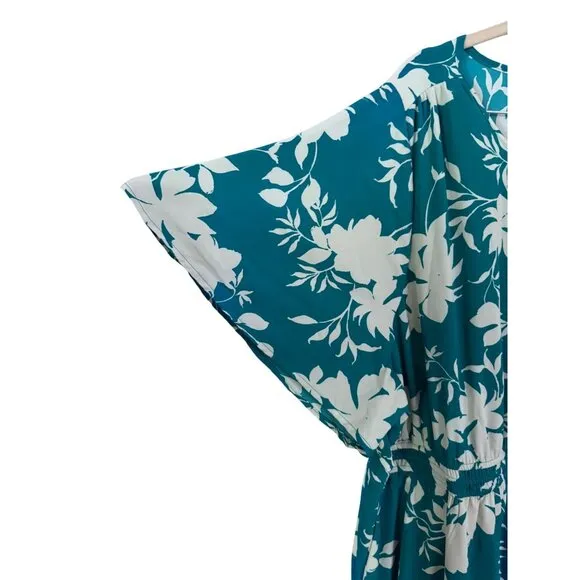 Torrid‎ tea length studio crepe de chine tie neck tiered dress size 4x floral