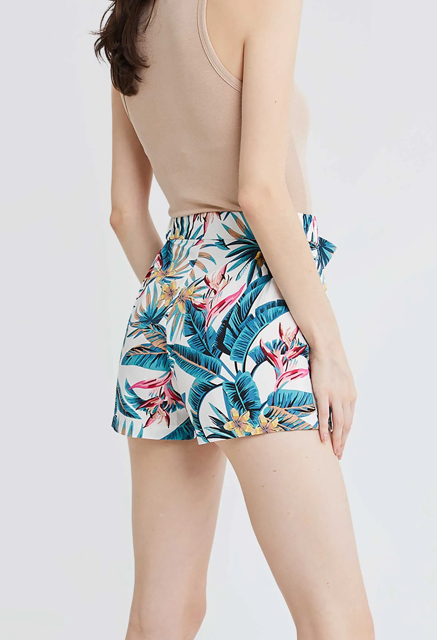 Tropical Vacay Paperbag Waist Shorts
