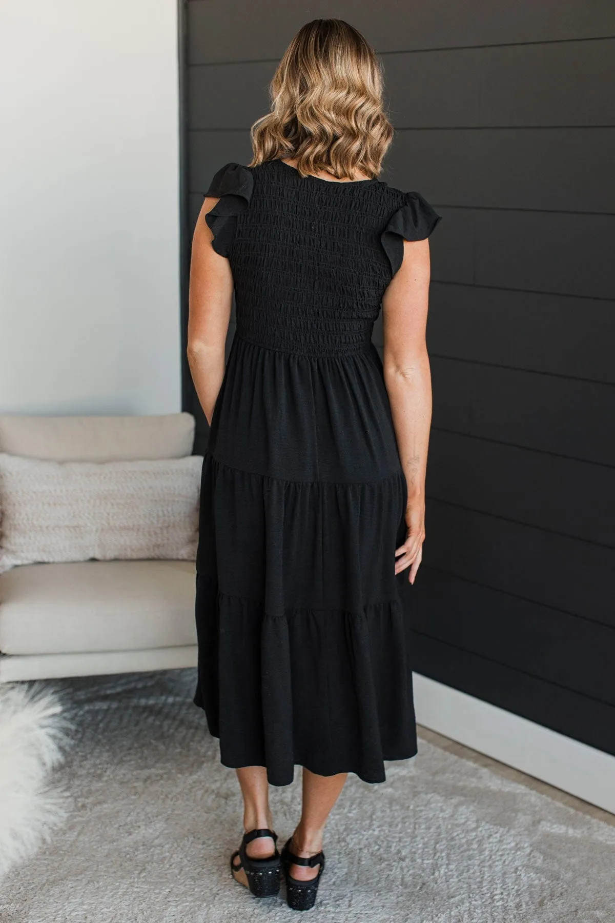 Unbelievably Blissful Midi Dress- Black