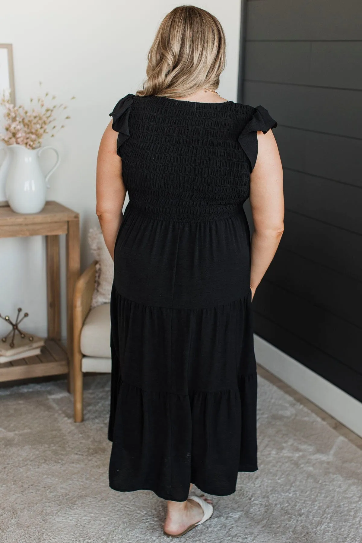 Unbelievably Blissful Midi Dress- Black