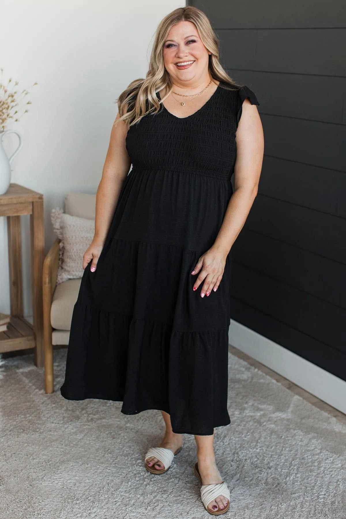 Unbelievably Blissful Midi Dress- Black